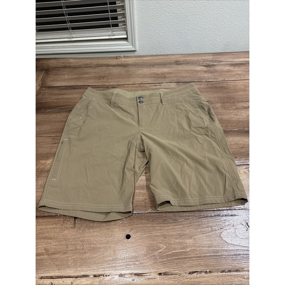 Marmot Shorts Womens 12 BeigeMeasures 36x19Nylon Stretch Hiking Rear Zip Pocket - Picture 1 of 11